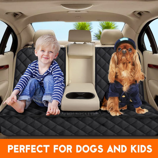 Dog Car Seat Cover, Back Seat Cover for Dogs Pet Car Seat Protector Waterproof Rear Seat Cover Durable Car Seat Cover, Fits Middle Armrest for Most Cars Suvs Trucks (53β Width)- Black