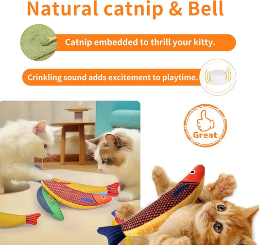 Interactive Catnip Fish Toy with Crinkle Sound ๐ฑ๐โจ