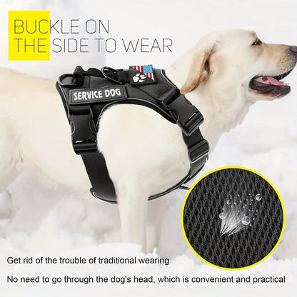 Reflective Service Dog Vest Harness with Patches 🐶🦺✨