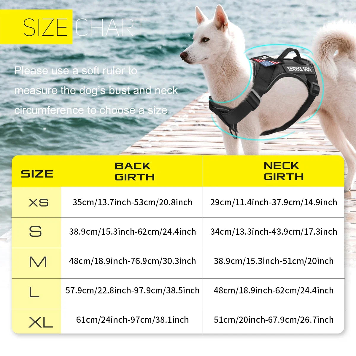 Reflective Service Dog Vest Harness with Patches 🐶🦺✨