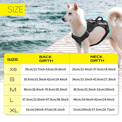 Reflective Service Dog Vest Harness with Patches 🐶🦺✨