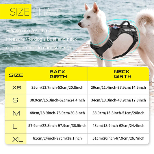 Reflective Service Dog Vest Harness with Patches 🐶🦺✨