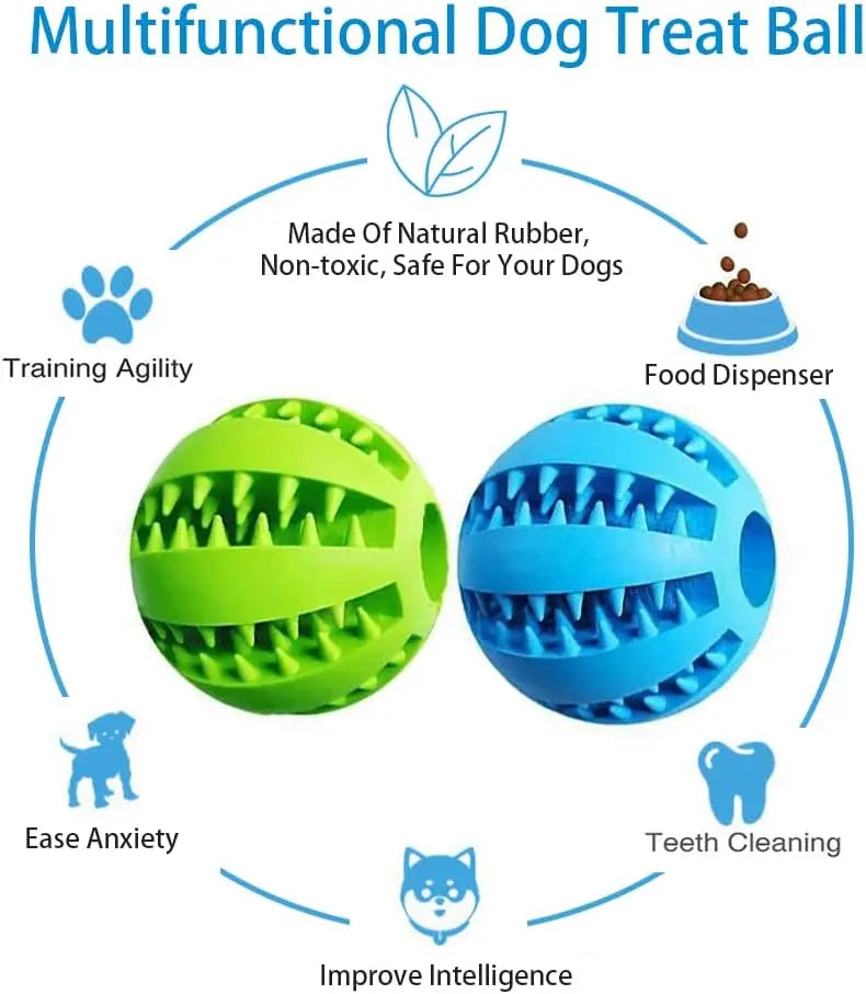 Durable Rubber Dog Chew Ball & Teeth Cleaner 🐶🦴🎾✨
