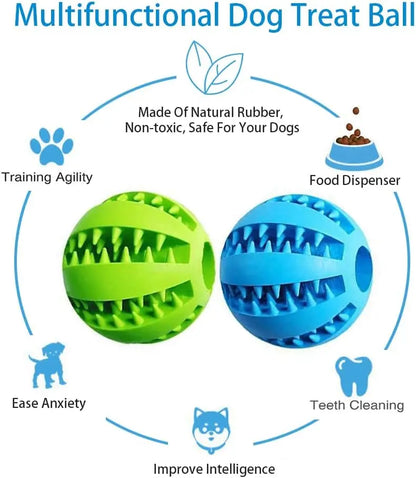 Durable Rubber Dog Chew Ball & Teeth Cleaner 🐶🦴🎾✨