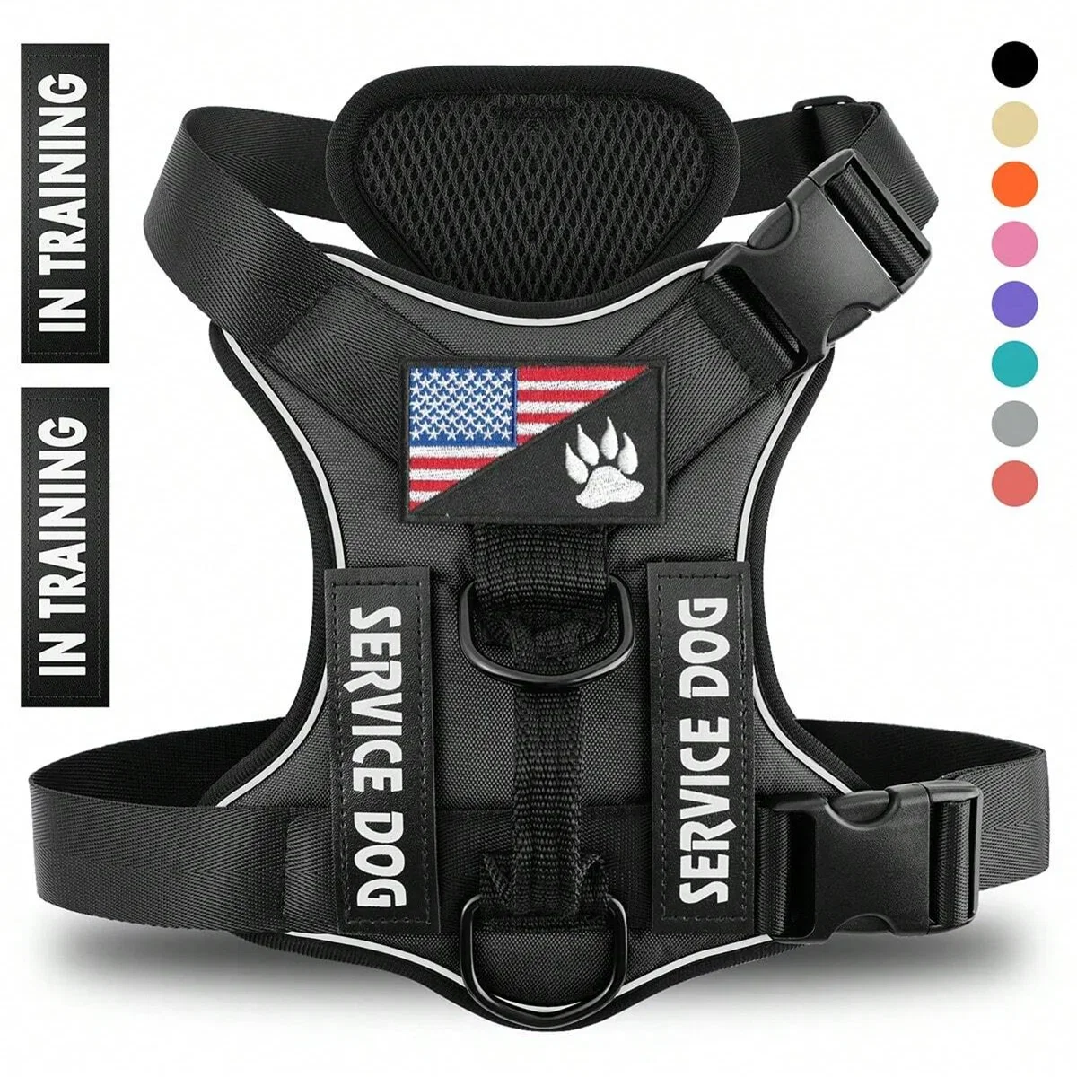 Reflective Service Dog Vest Harness with Patches 🐶🦺✨