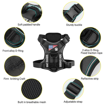Reflective Service Dog Vest Harness with Patches 🐶🦺✨