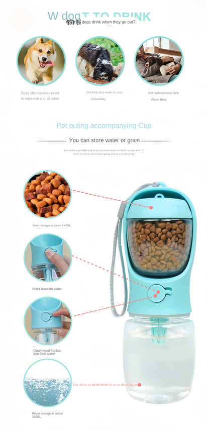 Portable Dog Cat Water Bottle with Storage Food and Water Container for Puppy Pets Dogs Feeder Bowl Outdoor Travel Pet Supplies petbloomstore
