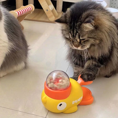 Yellow Duck-Shaped Interactive Cat Treat Dispenser Durable Plastic Training Dog Toy Puzzle Slow Feeder Dog Self-pleasure Toy petbloomstore