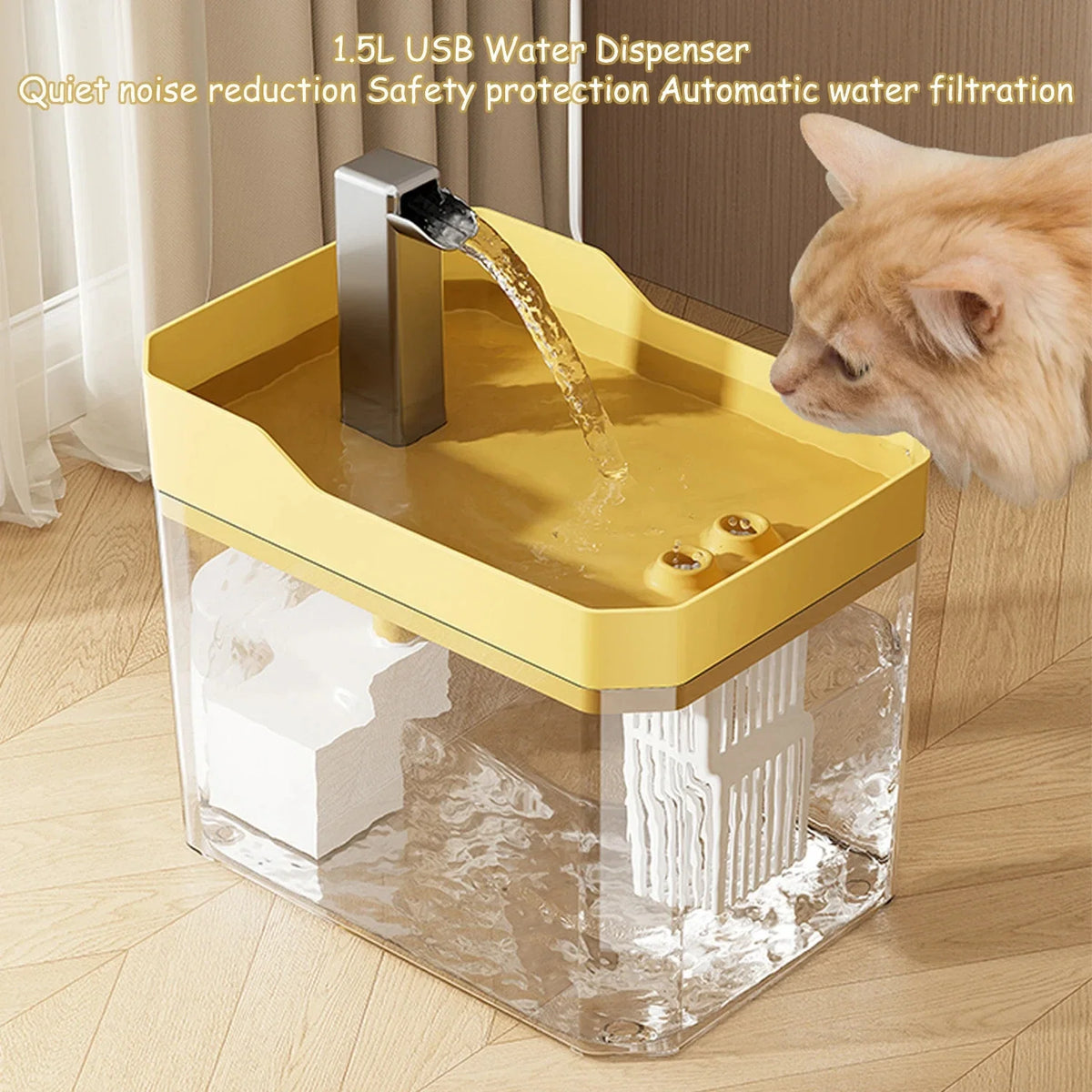 Cat Water Fountain Auto Filter Transparent Cat Drinker USB Anti-Dry Burning Recirculate Filtering Water Dispenser with Pump petbloomstore