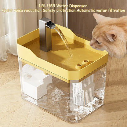 Cat Water Fountain Auto Filter Transparent Cat Drinker USB Anti-Dry Burning Recirculate Filtering Water Dispenser with Pump petbloomstore