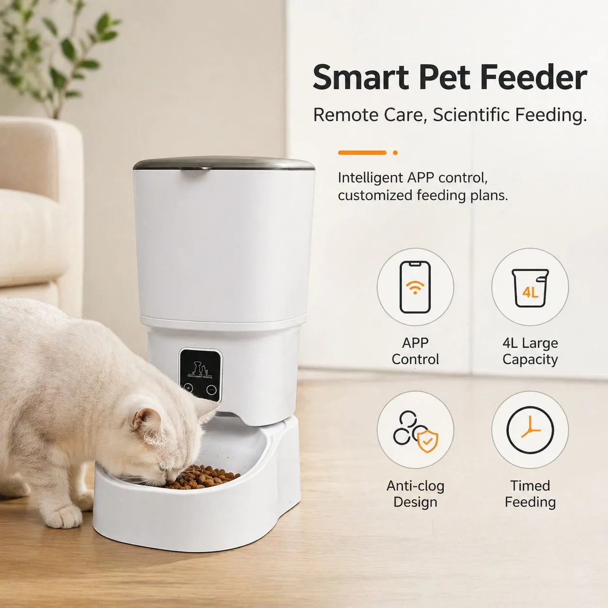 4L Smart Automatic Pet Feeder with App Control for Cats & Small Dogs 🐱🐶📱✨ petbloomstore