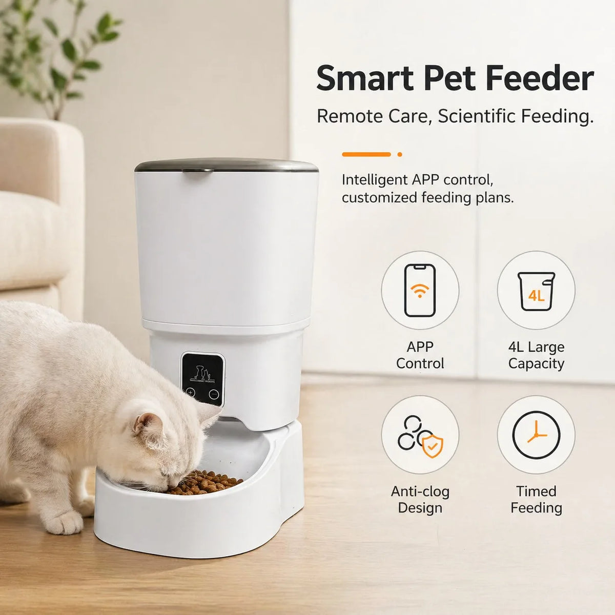 4L Smart Automatic Pet Feeder with App Control for Cats & Small Dogs 🐱🐶📱✨ petbloomstore