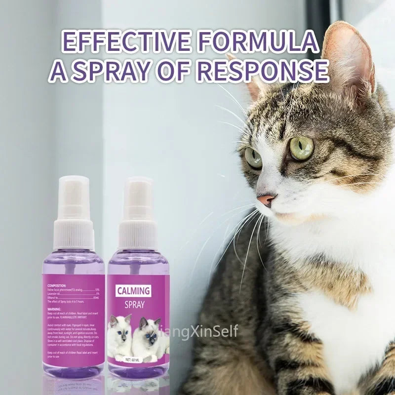 60ml calming spray Feline anti stress pheromone emotional soothing spray Health Cleaning Supplies for Cats petbloomstore