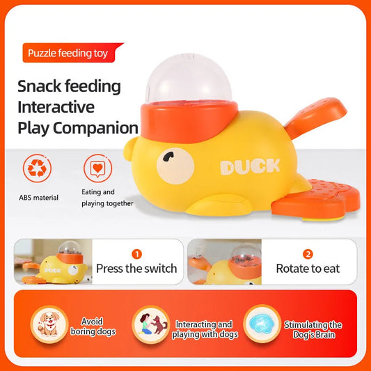 Yellow Duck-Shaped Interactive Cat Treat Dispenser Durable Plastic Training Dog Toy Puzzle Slow Feeder Dog Self-pleasure Toy petbloomstore