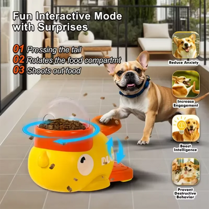 Yellow Duck-Shaped Interactive Cat Treat Dispenser Durable Plastic Training Dog Toy Puzzle Slow Feeder Dog Self-pleasure Toy petbloomstore