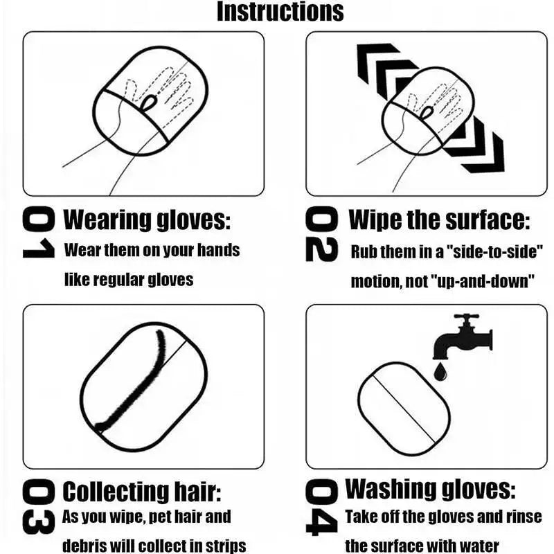 Pet Hair Removal Tool Reusable Static Removal Gloves, Double-Sided Grooming Gloves for Pets, Removes Pet Fur Hair for Carpets petbloomstore