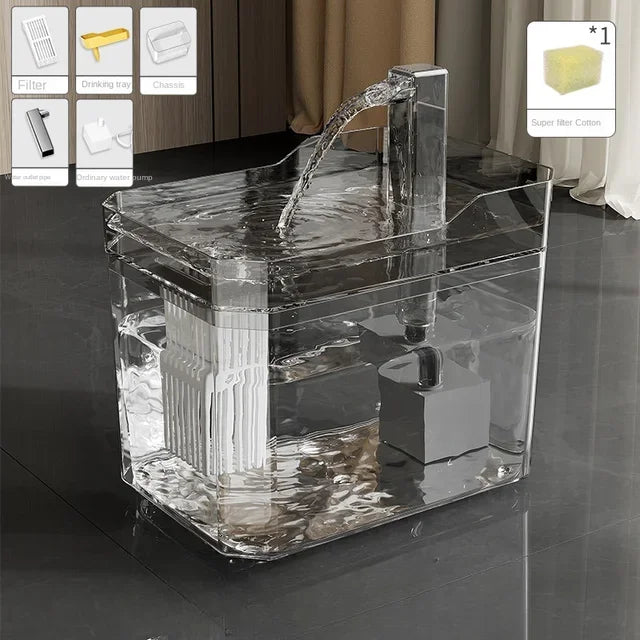 Cat Water Fountain Auto Filter Transparent Cat Drinker USB Anti-Dry Burning Recirculate Filtering Water Dispenser with Pump petbloomstore