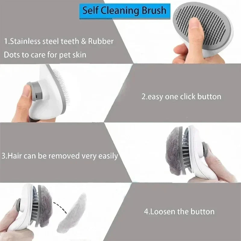 Self-Cleaning Pet Grooming Brush for Dogs & Cats 🐶🐱🪮✨ petbloomstore
