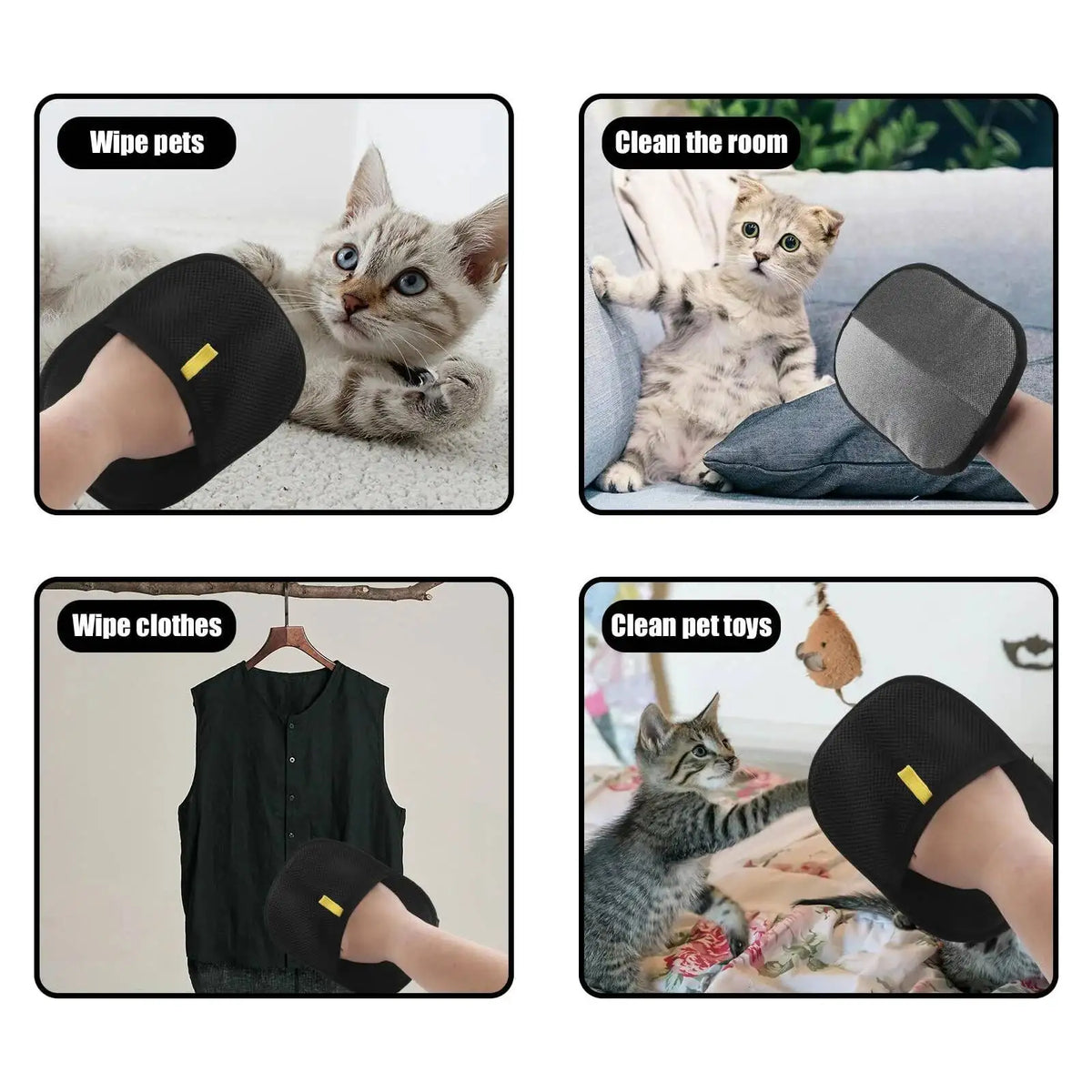Pet Hair Removal Tool Reusable Static Removal Gloves, Double-Sided Grooming Gloves for Pets, Removes Pet Fur Hair for Carpets petbloomstore