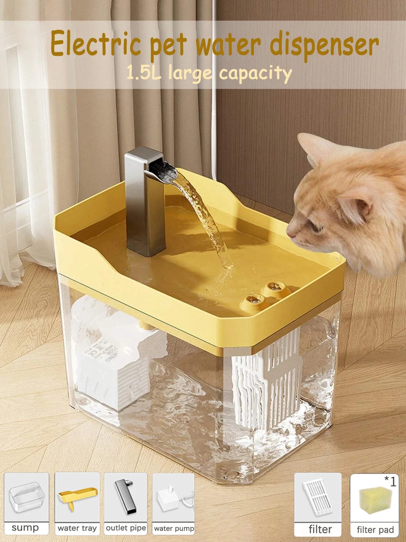 Cat Water Fountain Auto Filter Transparent Cat Drinker USB Anti-Dry Burning Recirculate Filtering Water Dispenser with Pump petbloomstore