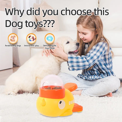 Yellow Duck-Shaped Interactive Cat Treat Dispenser Durable Plastic Training Dog Toy Puzzle Slow Feeder Dog Self-pleasure Toy petbloomstore